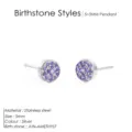 Orecchini a lobo rotondi in acciaio con pietra natale, 5mm cristallo viola gioiello minimal. - Argento e Viola Scuro