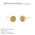 Orecchini a lobo rotondi in acciaio inossidabile dorato con pietra, gioielli minimalisti. - Oro con Verde Chiaro