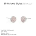 Orecchini a lobo rotondi in acciaio inossidabile pietra natale 5x5mm cristallo rosa donna - Placcato Argento Rosa