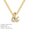 Goldfarbene Edelstahl Und-Zeichen Halskette mit Zirkonia Anhänger, 45 cm lang, eleganter Schmuck. - Symbol (&) / Gold