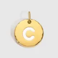 Pendentif lettre C initiale en acier inoxydable doré, accessoire bijou DIY martelé. - Or 14K - C