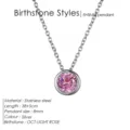 Collier de naissance en acier inoxydable argenté avec pendentif rose 8mm, chaîne élégante. - Octobre Rose - Argent