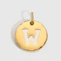 Pendentif lettre W en acier inoxydable doré avec émail blanc accessoire de bijoux DIY. - Or 14K - W
