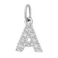 Pendentif Lettre A en Zircone Argenté Accessoire Charm de Bijoux DIY en Acier Inoxydable - Lettre A(ZP39269) / Acier
