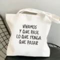 Spanischer Spruch bedruckte Canvas Tragetasche, lässige minimalistische Schultertasche Alltag. - L / Stil 20