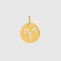 Pendentif rond en acier inoxydable plaqué or avec signe astrologique du Bélier pour bijoux DIY - Acier / Bélier