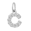 Ciondolo lettera C in acciaio inossidabile brillante zircone pavé charm per collana DIY - Lettera C(ZP39269) / Colore acciaio
