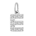 Ciondolo lettera E in acciaio inossidabile argento con zircone cubico per collana fai da te. - Lettera E(ZP39269) / Colore acciaio