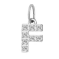 Ciondolo Lettera F Pave Zircone in Acciaio Inossidabile Variante Argento, Elegante Monile. - Lettera F(ZP39269) / Colore acciaio