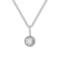Elegante collana in acciaio inossidabile argentato con un luminoso pendente rotondo zircone. - Aprile Bianco - Argento