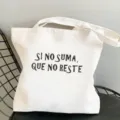Spanischer Spruch weißer Segeltuch Shopper lässige Umhängetasche für Damen Alltag - L / Stil 3