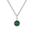 Elegante collana con catena color argento e pendente rotondo in strass verde per donne. - Maggio Verde - Argento