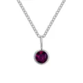 Collana in acciaio inox con ciondolo rotondo in cristallo rosa scuro per le donne. - Giugno Viola - Argento