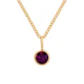 Collana in acciaio inossidabile placcato oro con ciondolo strass viola rotondo donna - Giugno Viola - Oro