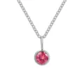 Collana in acciaio inossidabile con pendente strass rosa, gioiello elegante per donna. - Luglio Rosa - Argento