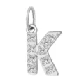 Ciondolo con lettera K color argento pavé di pietre di zirconia cubica scintillanti per gioielli. - Lettera K(ZP39269) / Colore acciaio