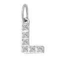 Ciondolo lettera L argento zircone brillante acciaio inossidabile collana DIY gioiello. - Lettera L(ZP39269) / Colore acciaio