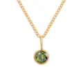 Collana catena oro con ciondolo strass verde rotondo da donna accessorio moda variante. - Agosto Verde Chiaro - Oro