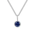 Collana in argento in acciaio inossidabile con ciondolo strass blu rotondo variante. - Settembre Blu Reale - Argento