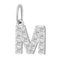 Ciondolo con lettera M in acciaio inossidabile pavé di zirconi cubici per accessori fai da te. - Lettera M(ZP39269) / Colore acciaio