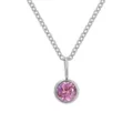 Collana con catena in argento e ciondolo rotondo in strass rosa per la moda donna. - Ottobre Rosa - Argento