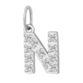 Ciondolo Lettera N in Acciaio Inossidabile Zircone DIY Collana Iniziale Accessorio - Lettera N(ZP39269) / Colore acciaio