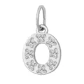 Ciondolo lettera O in acciaio inossidabile con zirconi cubici per collana fai da te. - Lettera O(ZP39269) / Colore acciaio