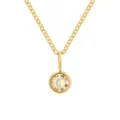 Collana in acciaio inossidabile dorato con ciondolo rotondo in strass champagne elegante - Novembre Giallo Chiaro - Argento