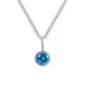 Collana con ciondolo in acciaio inossidabile con strass rotondo blu brillante per donna quotidiana. - Dicembre Blu Lago - Argento