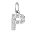 Ciondolo Lettera P Pavé Zirconia Acciaio Inossidabile Argento DIY Alfabeto Collana - Lettera P(ZP39269) / Colore acciaio