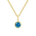 Collana con catena dorata e ciondolo rotondo in strass blu incastonato, variante. - Dicembre Blu Lago - Oro