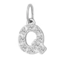Ciondolo lettera Q colore argento scintillante zirconi pavé acciaio inossidabile per collana - Lettera Q(ZP39269) / Colore acciaio