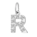 Ciondolo lettera R in argento con zirconi cubici scintillanti per collana fai da te gioielli. - Lettera R(ZP39269) / Colore acciaio
