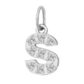 Ciondolo Lettera S Argentato Zircone Pave DIY Acciaio Inossidabile Collana Accessorio - Lettera S(ZP39269) / Colore acciaio