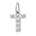 Ciondolo lettera T argento charm pavé zircone acciaio inossidabile accessorio collana DIY - Lettera T(ZP39269) / Colore acciaio