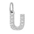 Ciondolo lettera U in argento con zirconi brillanti, charm iniziale per collana fai da te. - Lettera U(ZP39269) / Colore acciaio