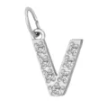 Ciondolo con lettera V in argento con pietre di zircone cubico scintillanti per collane. - Lettera V(ZP39269) / Colore acciaio