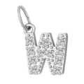 Ciondolo con lettera W in argento con zirconi cubici scintillanti per collane fai da te. - Lettera W(ZP39269) / Colore acciaio
