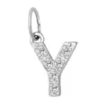 Ciondolo lettera Y in acciaio inossidabile argento con zirconi luminosi per gioielli fai da te. - Lettera Y(ZP39269) / Colore acciaio