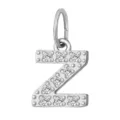 Ciondolo Lettera Z in Argento con Zircone Acciaio Inossidabile Accessorio Gioiello DIY - Lettera Z(ZP39269) / Colore acciaio
