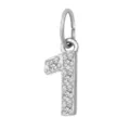Ciondolo numero 1 in metallo argentato pavé di zirconi brillanti per collana fai da te - Numero 1(ZP39295) / Colore acciaio