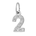 Ciondolo numero 2 in acciaio inossidabile argentato pavé zirconi lucidi diy gioiello. - Numero 2(ZP39295) / Colore acciaio