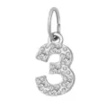 Ciondolo Numero 3 Argento Zircone Pavé Charm DIY Accessorio Gioiello Acciaio Inossidabile - Numero 3(ZP39295) / Colore acciaio