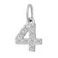 Ciondolo numero 4 in acciaio inossidabile argentato con pavé di cristalli fai da te - Numero 4(ZP39295) / Colore acciaio