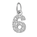 Ciondolo color argento a forma di numero 6 con zirconi brillanti per accessori di collana fai da te. - Numero 6(ZP39295) / Colore acciaio