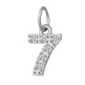 Ciondolo numero 7 in argento con pietre di zirconia cubica trasparenti per creazione fai da te. - Numero 7(ZP39295) / Colore acciaio