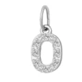 Ciondolo Lettera O in Acciaio Inossidabile Pavé Zircone Accessorio Gioiello Variante - Numero 0(ZP39295) / Colore acciaio