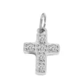 Ciondolo a croce in acciaio argentato con zirconi scintillanti, ideale per gioielli fai da te. - Croce(ZP39307) / Colore acciaio