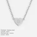 Collier pendentif cœur en acier inoxydable minimaliste avec lettre b pour femmes argent. - B-Acier