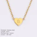 Collier Pendentif Cœur Lettre B en Acier Inoxydable Couleur Or Bijoux Pour Femmes - Lettre B - Or